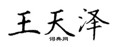 丁谦王天泽楷书个性签名怎么写