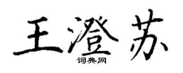 丁谦王澄苏楷书个性签名怎么写