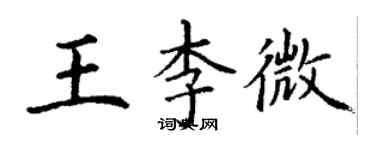 丁谦王李微楷书个性签名怎么写