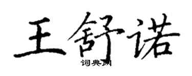 丁谦王舒诺楷书个性签名怎么写