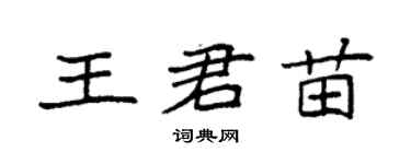 袁强王君苗楷书个性签名怎么写