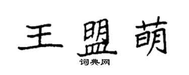 袁强王盟萌楷书个性签名怎么写