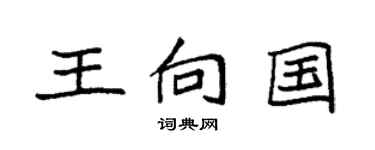 袁强王向国楷书个性签名怎么写
