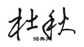 骆恒光杜秋草书个性签名怎么写
