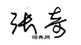 朱锡荣张奇草书个性签名怎么写