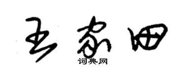 朱锡荣王家田草书个性签名怎么写