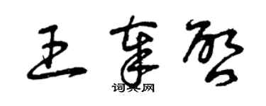 曾庆福王奉启草书个性签名怎么写
