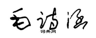 朱锡荣毛诗涵草书个性签名怎么写