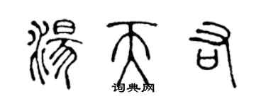 陈声远汤天佑篆书个性签名怎么写