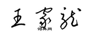 梁锦英王家龙草书个性签名怎么写
