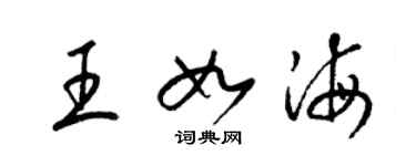 梁锦英王如海草书个性签名怎么写