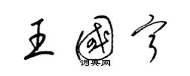 梁锦英王国宁草书个性签名怎么写