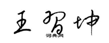 梁锦英王习坤草书个性签名怎么写