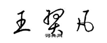 梁锦英王羿凡草书个性签名怎么写