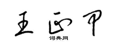 梁锦英王正甲草书个性签名怎么写
