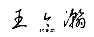 梁锦英王今瀚草书个性签名怎么写