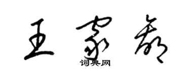 梁锦英王家赢草书个性签名怎么写