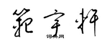 梁锦英范宇轩草书个性签名怎么写