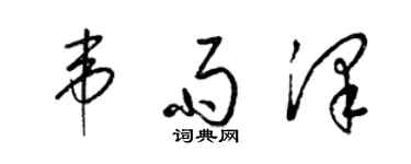 梁锦英韦雨泽草书个性签名怎么写