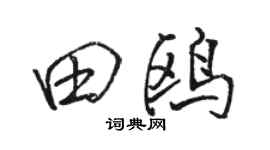 骆恒光田鸥行书个性签名怎么写