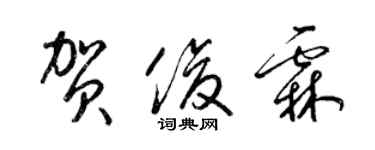 梁锦英贺俊霖草书个性签名怎么写