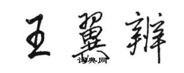 骆恒光王翼辨行书个性签名怎么写