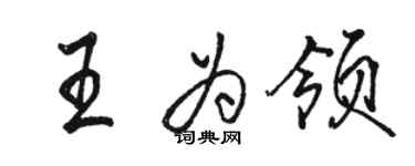 骆恒光王为领行书个性签名怎么写
