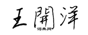 王正良王开洋行书个性签名怎么写
