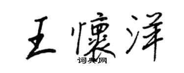 王正良王怀洋行书个性签名怎么写