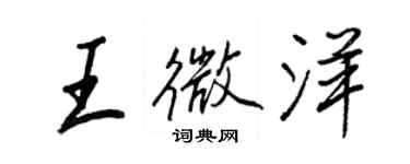 王正良王微洋行书个性签名怎么写