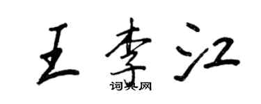 王正良王李江行书个性签名怎么写