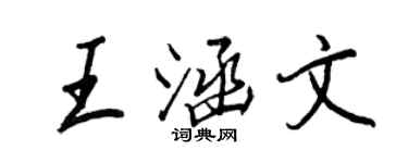 王正良王涵文行书个性签名怎么写