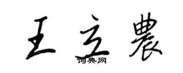 王正良王立农行书个性签名怎么写