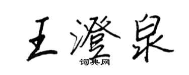 王正良王澄泉行书个性签名怎么写