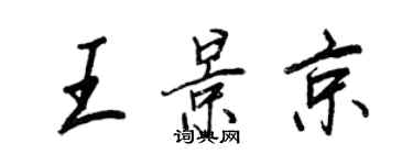 王正良王景京行书个性签名怎么写