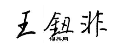 王正良王钮非行书个性签名怎么写