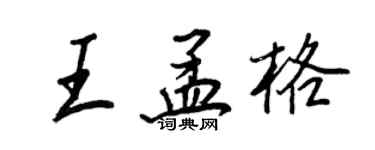 王正良王孟格行书个性签名怎么写