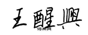 王正良王醒兴行书个性签名怎么写