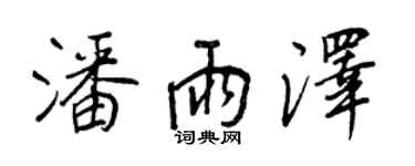 王正良潘雨泽行书个性签名怎么写