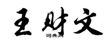 胡问遂王财文行书个性签名怎么写