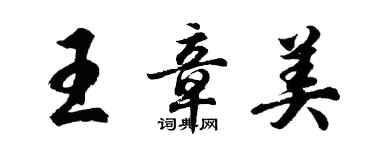 胡问遂王章美行书个性签名怎么写