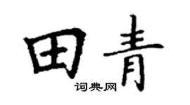 丁谦田青楷书个性签名怎么写