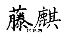 丁谦藤麒楷书个性签名怎么写