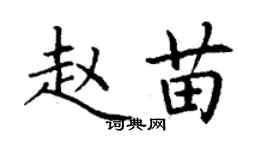 丁谦赵苗楷书个性签名怎么写