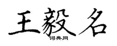 丁谦王毅名楷书个性签名怎么写