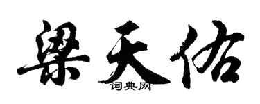 胡问遂梁天佑行书个性签名怎么写