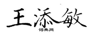 丁谦王添敏楷书个性签名怎么写