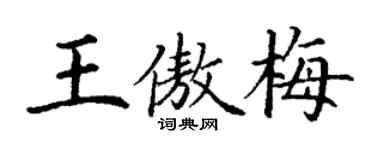 丁谦王傲梅楷书个性签名怎么写