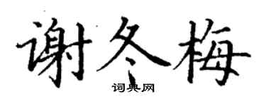 丁谦谢冬梅楷书个性签名怎么写
