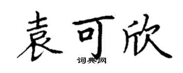 丁谦袁可欣楷书个性签名怎么写